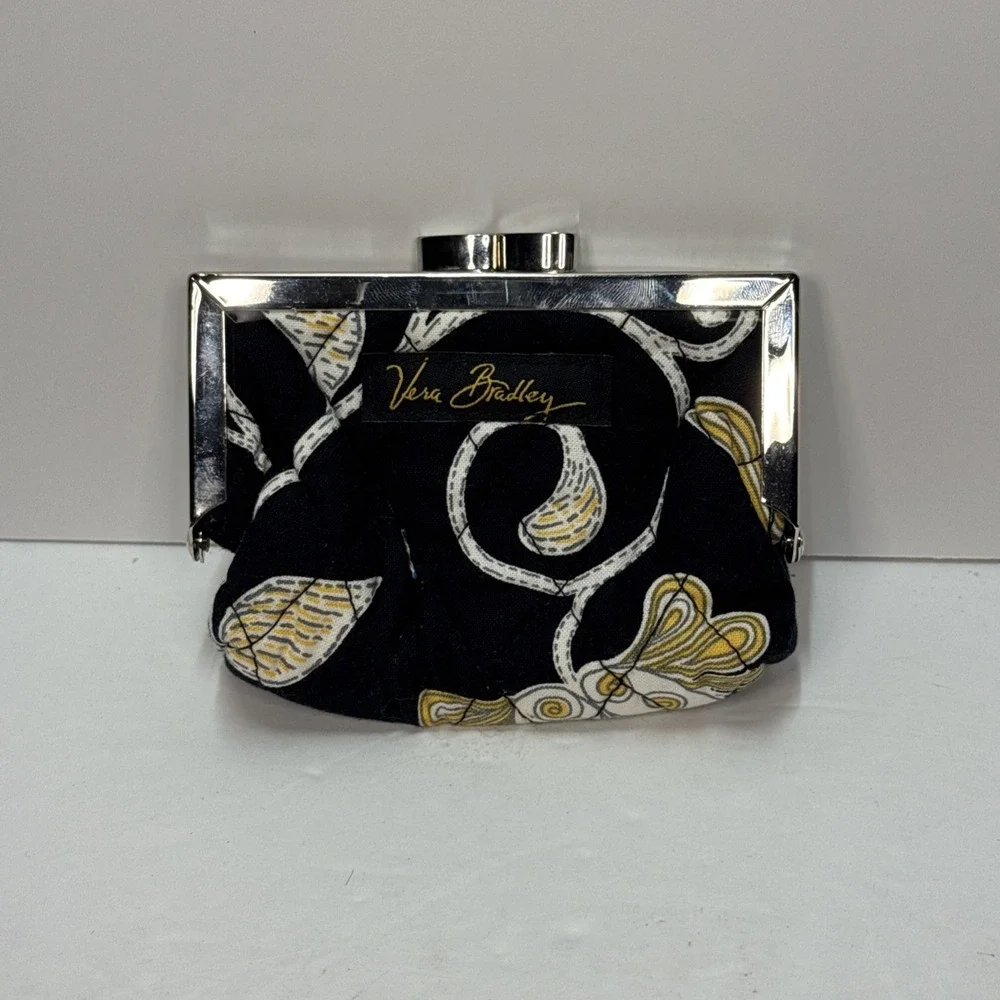 Vera Bradley Kisslock Coin Purse Black Floral, 4
